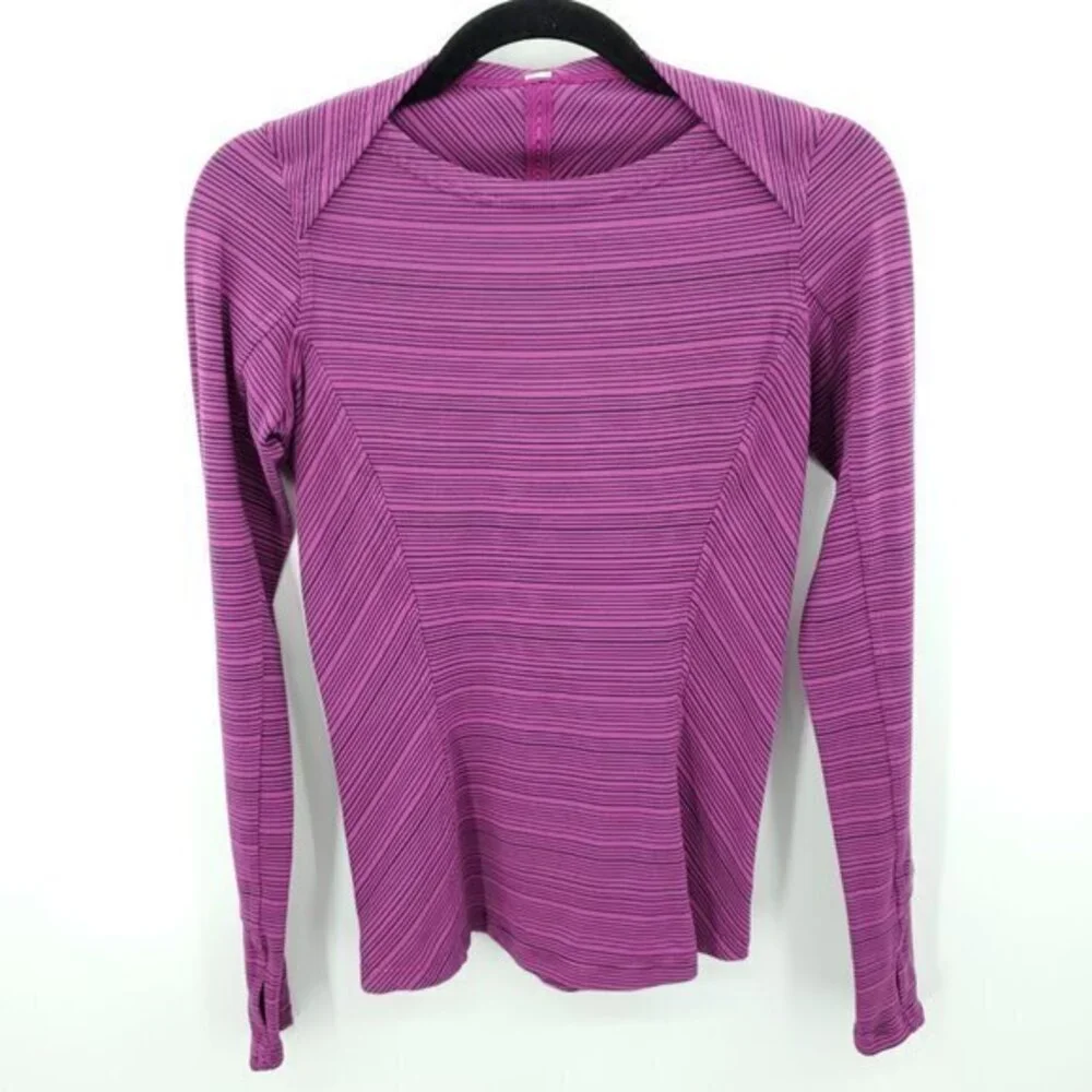 Lululemon Kanto Catch Me Long Sleeve 4 Stripe Regal Plum Naval Blue